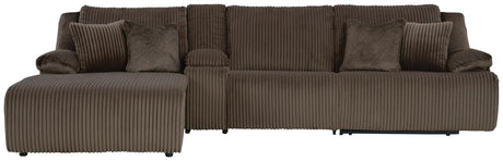 Top Tier Chocolate 4-Piece Reclining Sectional with Chaise from Ashley - Luna Furniture