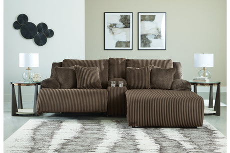 Top Tier Chocolate 3-Piece RAF Chaise Reclining Sectional from Ashley - Luna Furniture