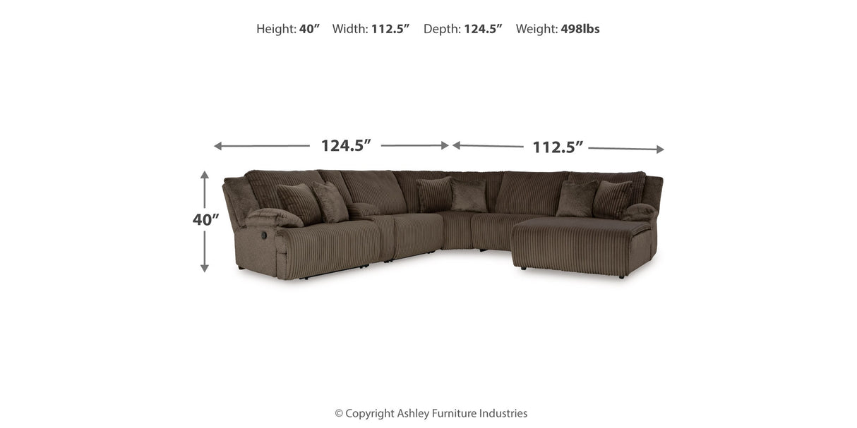 Top Tier Chocolate 6-Piece Sectional with Recliner from Ashley - Luna Furniture