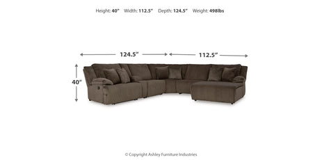 Top Tier Chocolate 6-Piece Sectional with Recliner from Ashley - Luna Furniture