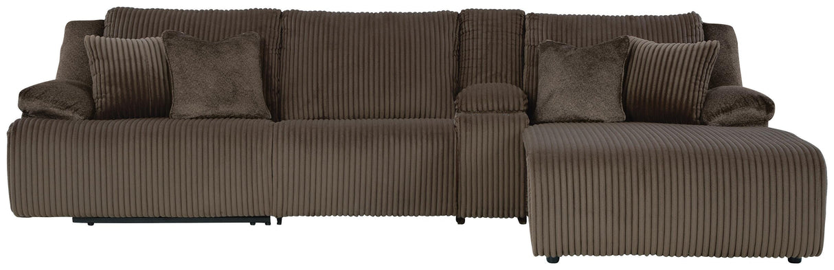 Top Tier Chocolate 4-Piece Reclining Sectional with Chaise from Ashley - Luna Furniture