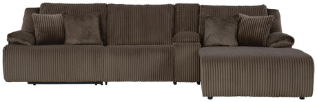 Top Tier Chocolate 4-Piece Reclining Sectional with Chaise from Ashley - Luna Furniture