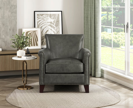 Braintree Gray Top-Grain Leather Accent Chair from Homelegance - Luna Furniture