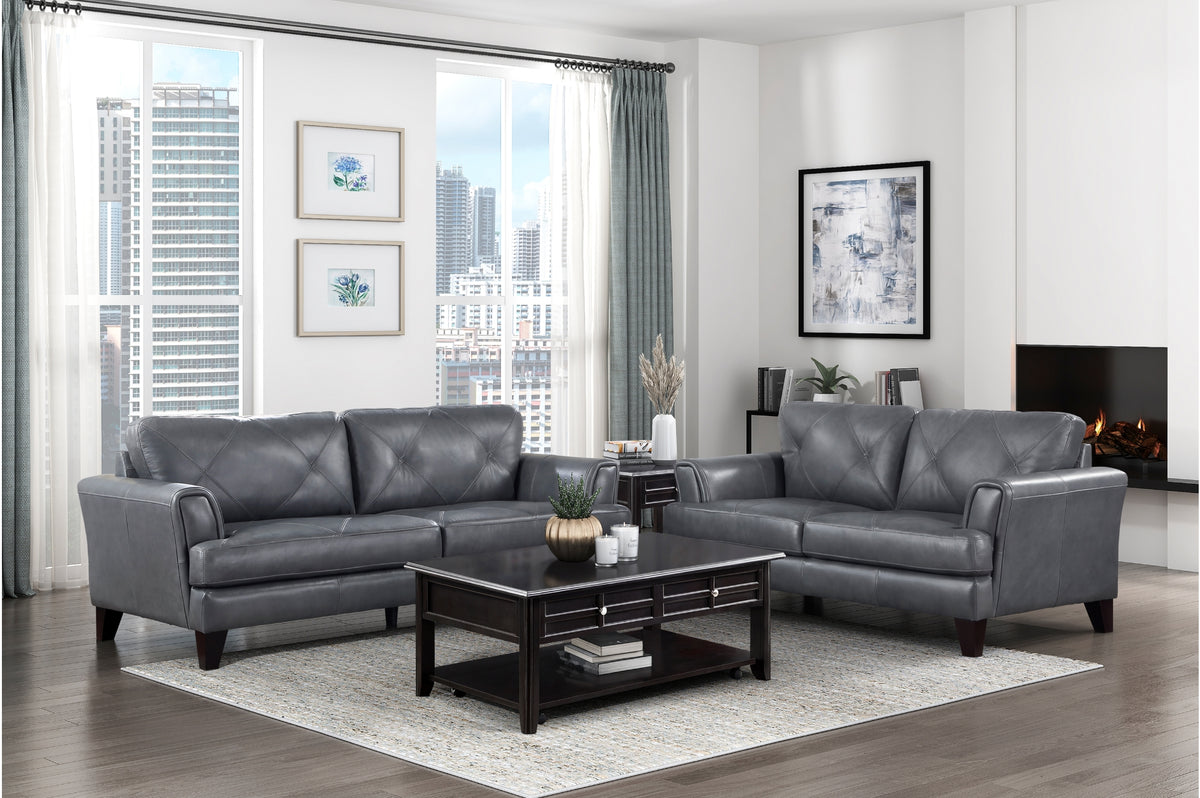 Thierry Burnish Gray 2-Piece Living Room Set