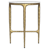 Baldwin White and Gold Round Marble Top Side Table from Coaster - Luna Furniture
