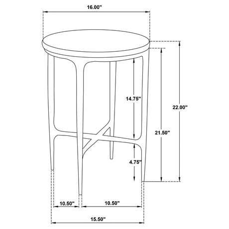 Baldwin White and Gold Round Marble Top Side Table from Coaster - Luna Furniture