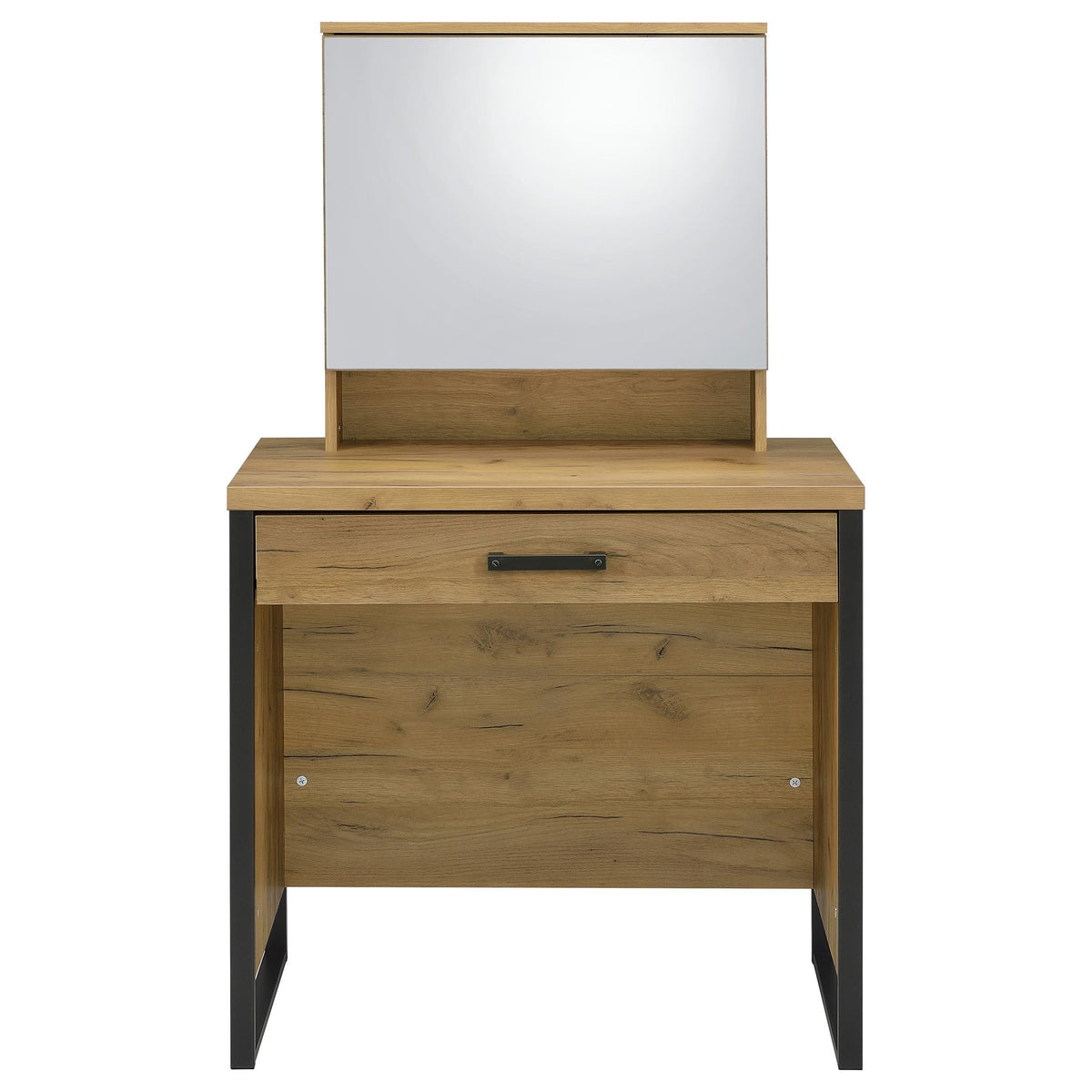 Bettin Golden Oak Vanity Set with Sliding Mirror and Stool from Coaster - Luna Furniture