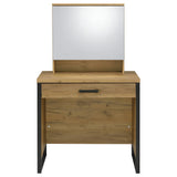 Bettin Golden Oak Vanity Set with Sliding Mirror and Stool from Coaster - Luna Furniture