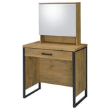 Bettin Golden Oak Vanity Set with Sliding Mirror and Stool from Coaster - Luna Furniture