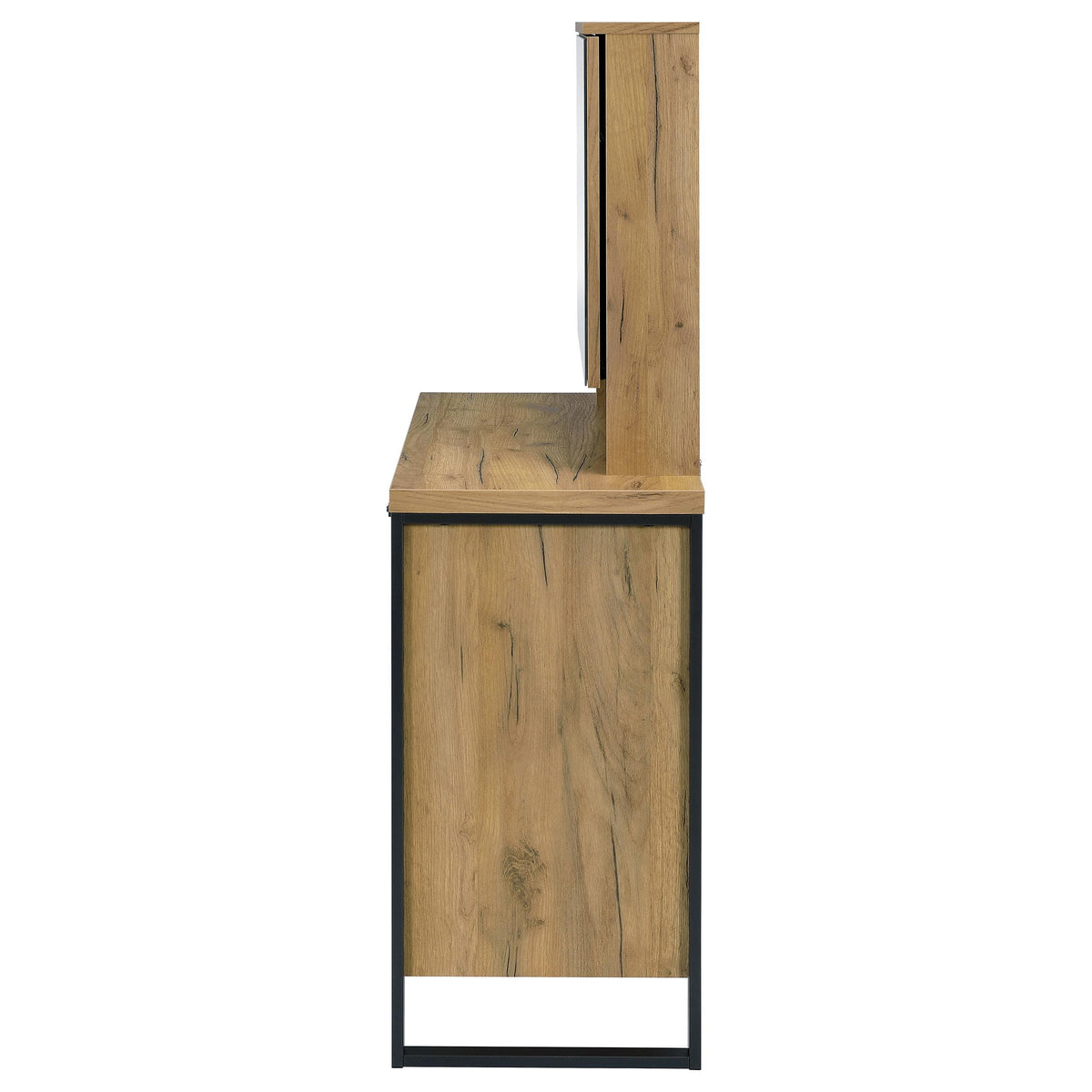 Bettin Golden Oak Vanity Set with Sliding Mirror and Stool from Coaster - Luna Furniture