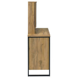 Bettin Golden Oak Vanity Set with Sliding Mirror and Stool from Coaster - Luna Furniture