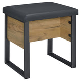Bettin Golden Oak Vanity Set with Sliding Mirror and Stool from Coaster - Luna Furniture