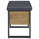 Bettin Golden Oak Vanity Set with Sliding Mirror and Stool from Coaster - Luna Furniture