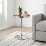 Cazen Gray Round Faux Marble Top Pedestal Side Table