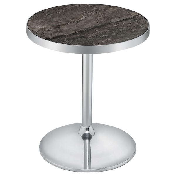 Cazen Gray Round Faux Marble Top Pedestal Side Table