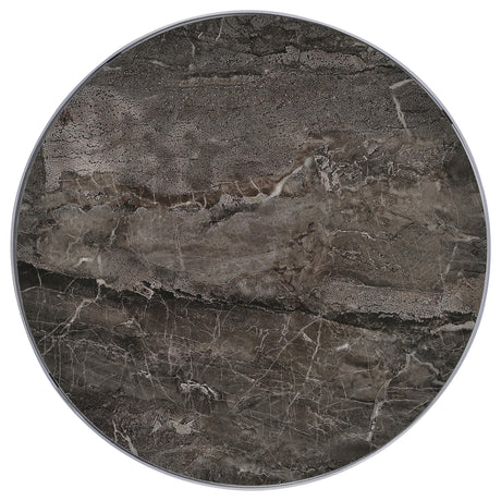 Cazen Gray Round Faux Marble Top Pedestal Side Table from Coaster - Luna Furniture
