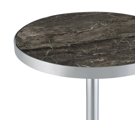 Cazen Gray Round Faux Marble Top Pedestal Side Table from Coaster - Luna Furniture