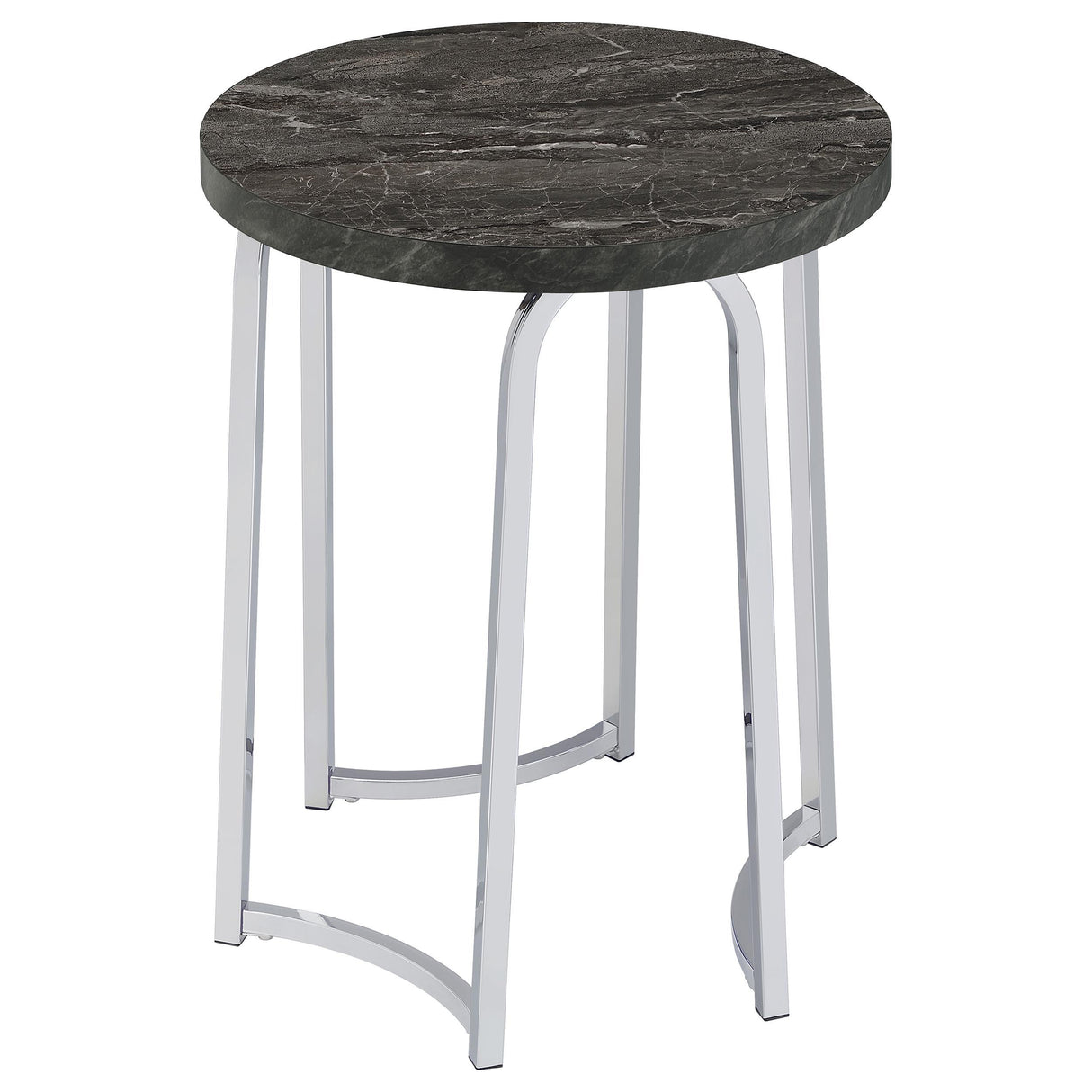 Barcelo Grey Faux Marble Round Faux Marble Top Metal Side Table from Coaster - Luna Furniture