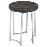 Barcelo Grey Faux Marble Round Faux Marble Top Metal Side Table from Coaster - Luna Furniture