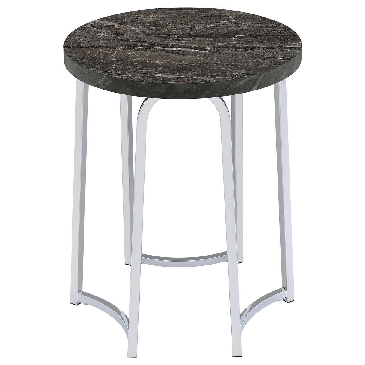 Barcelo Grey Faux Marble Round Faux Marble Top Metal Side Table from Coaster - Luna Furniture