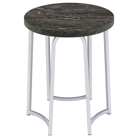 Barcelo Gray Round Faux Marble Top Metal Side Table from Coaster - Luna Furniture