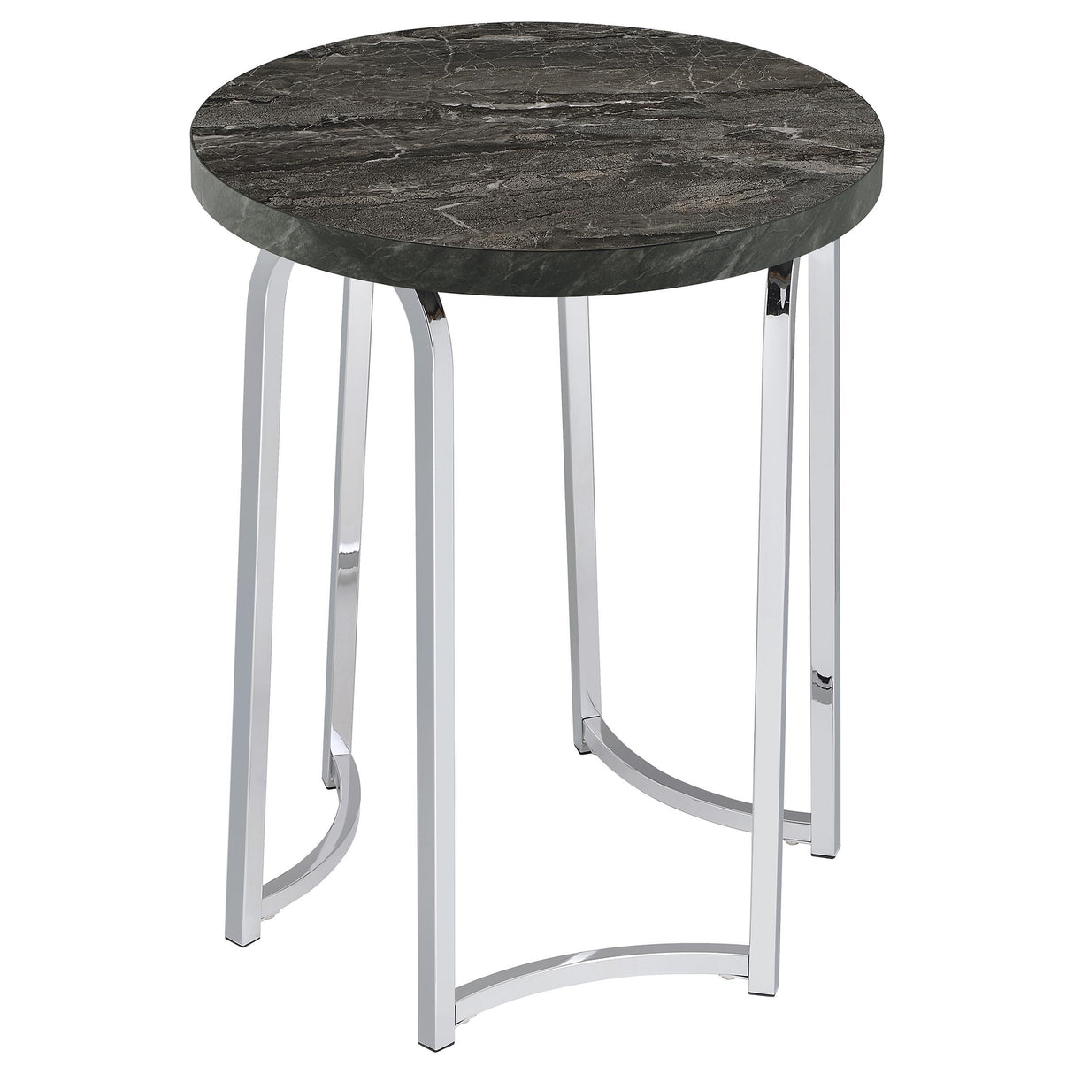 Barcelo Grey Faux Marble Round Faux Marble Top Metal Side Table from Coaster - Luna Furniture