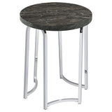 Barcelo Grey Faux Marble Round Faux Marble Top Metal Side Table from Coaster - Luna Furniture