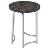 Barcelo Grey Faux Marble Round Faux Marble Top Metal Side Table from Coaster - Luna Furniture