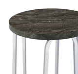 Barcelo Grey Faux Marble Round Faux Marble Top Metal Side Table from Coaster - Luna Furniture