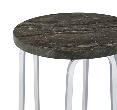 Barcelo Gray Round Faux Marble Top Metal Side Table from Coaster - Luna Furniture