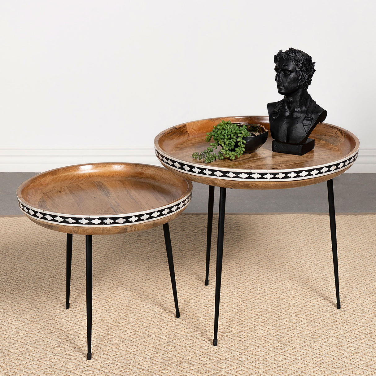 Ollie Natural 2-Piece Solid Wood Bone Inlay Nesting Table from Coaster - Luna Furniture