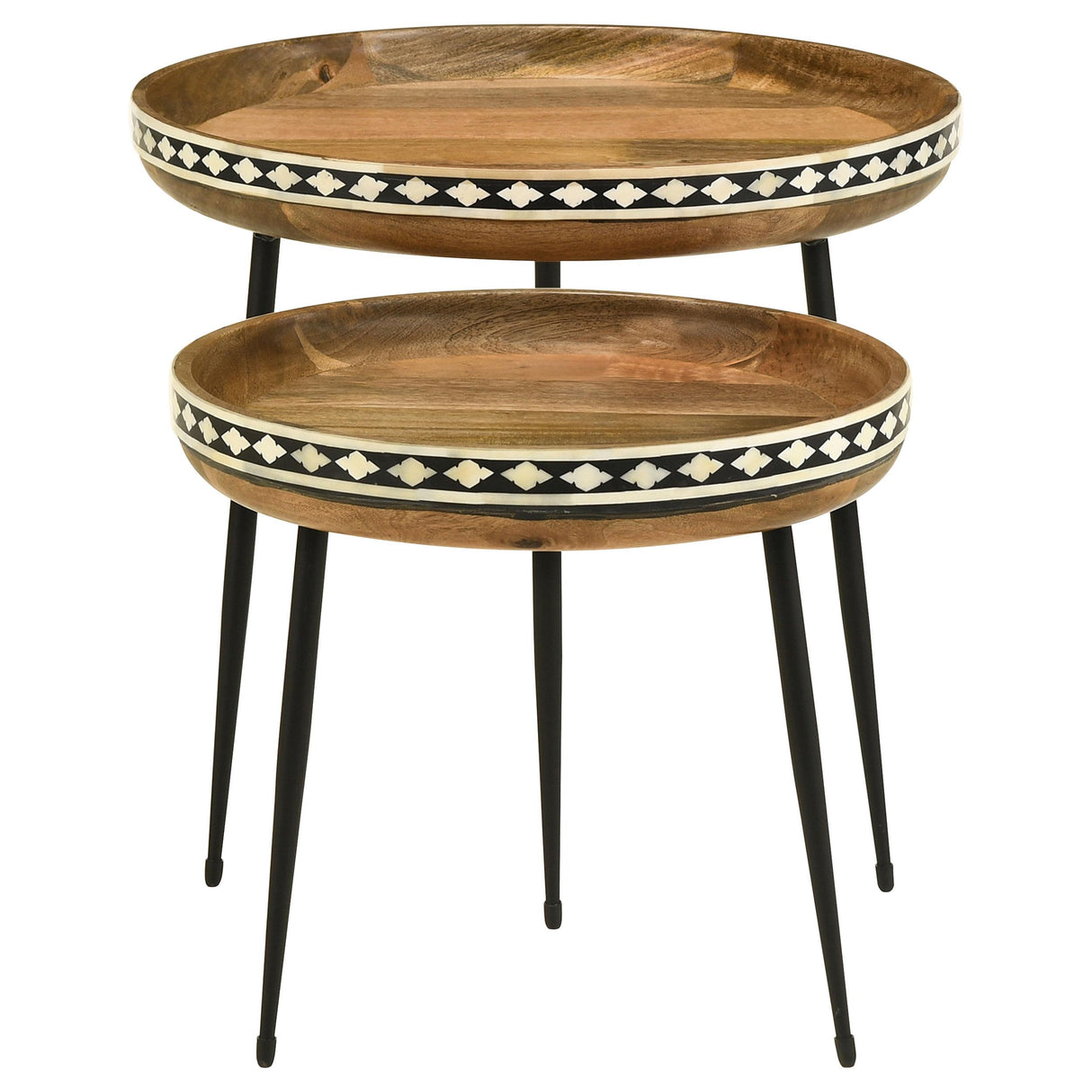 Ollie Natural 2-Piece Solid Wood Bone Inlay Nesting Table from Coaster - Luna Furniture