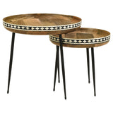 Ollie Natural 2-Piece Solid Wood Bone Inlay Nesting Table from Coaster - Luna Furniture