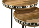 Ollie Natural 2-Piece Solid Wood Bone Inlay Nesting Table from Coaster - Luna Furniture