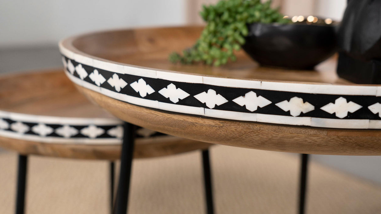 Ollie Natural 2-Piece Solid Wood Bone Inlay Nesting Table from Coaster - Luna Furniture