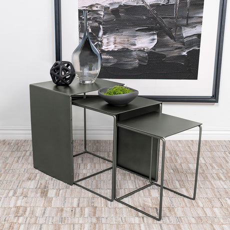 Imez Gray 3-Piece Rectangular Metal Nesting Table from Coaster - Luna Furniture