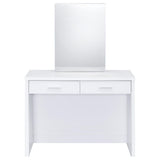 Bunbury White Makeup Vanity Table Set Storage Mirror and Stool from Coaster - Luna Furniture