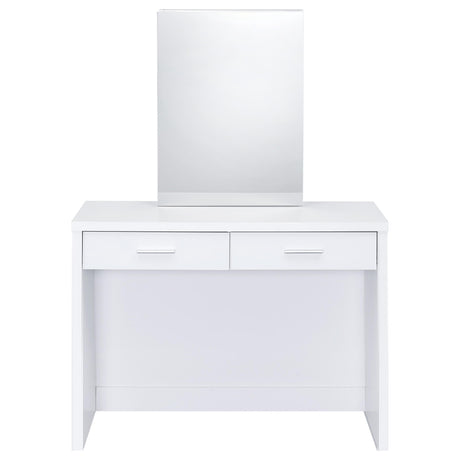 Bunbury White Makeup Vanity Table Set Storage Mirror and Stool from Coaster - Luna Furniture