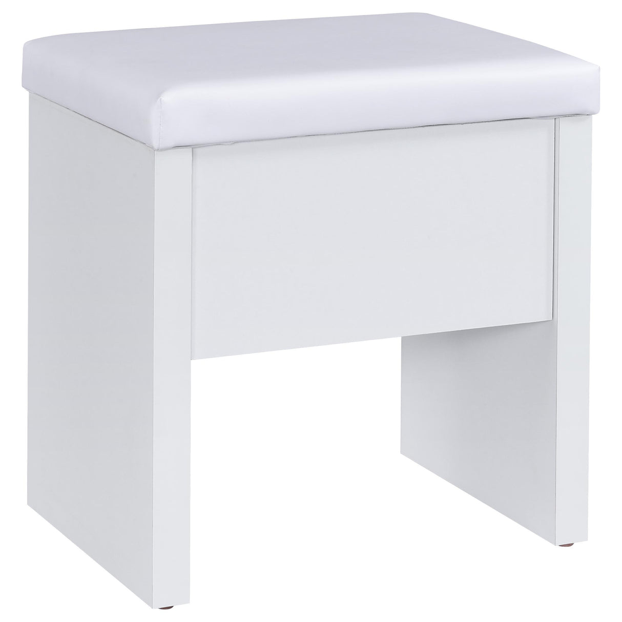 Bunbury White Makeup Vanity Table Set Storage Mirror and Stool from Coaster - Luna Furniture