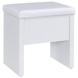 Bunbury White Makeup Vanity Table Set Storage Mirror and Stool from Coaster - Luna Furniture