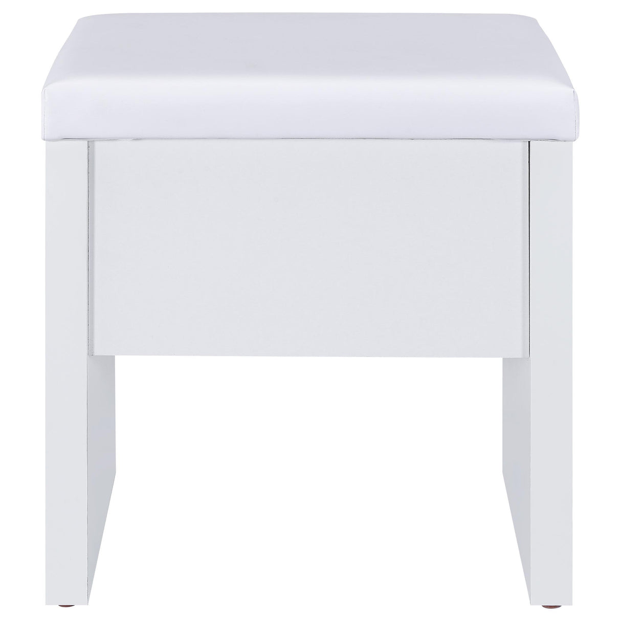 Bunbury White Makeup Vanity Table Set Storage Mirror and Stool from Coaster - Luna Furniture