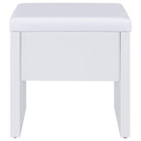 Bunbury White Makeup Vanity Table Set Storage Mirror and Stool from Coaster - Luna Furniture
