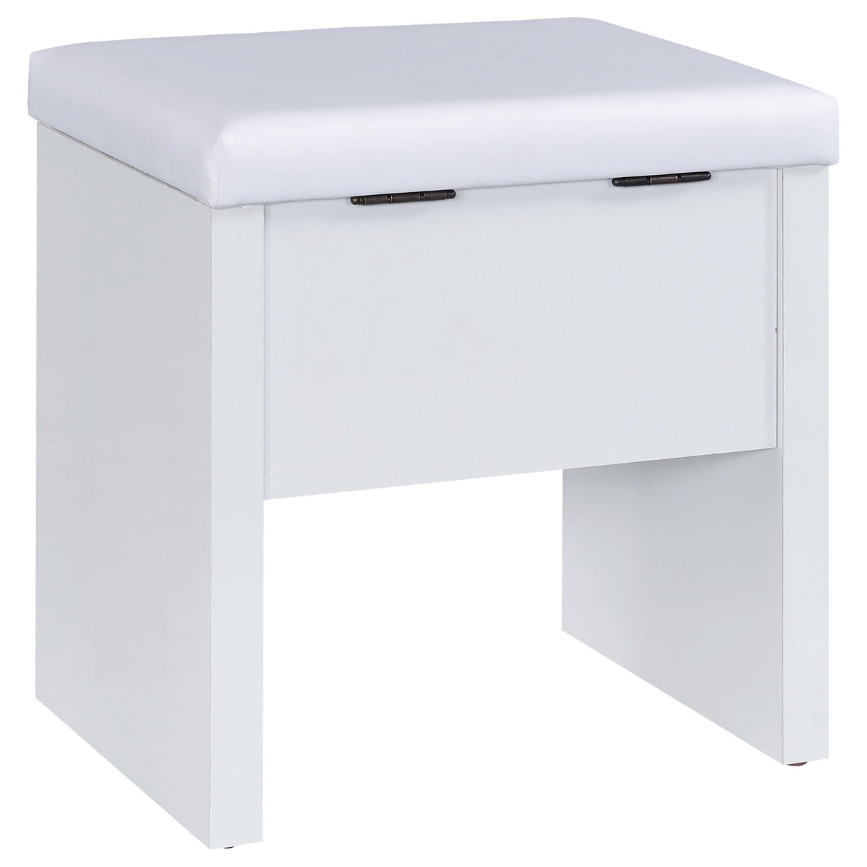 Bunbury White Makeup Vanity Table Set Storage Mirror and Stool from Coaster - Luna Furniture