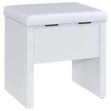 Bunbury White Makeup Vanity Table Set Storage Mirror and Stool from Coaster - Luna Furniture