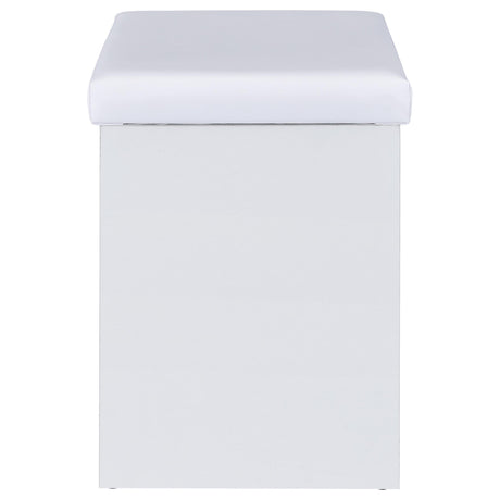 Bunbury White Makeup Vanity Table Set Storage Mirror and Stool from Coaster - Luna Furniture