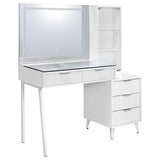 Souza White High Gloss 5-Drawer Makeup Vanity Table With LED Mirror from Coaster - Luna Furniture
