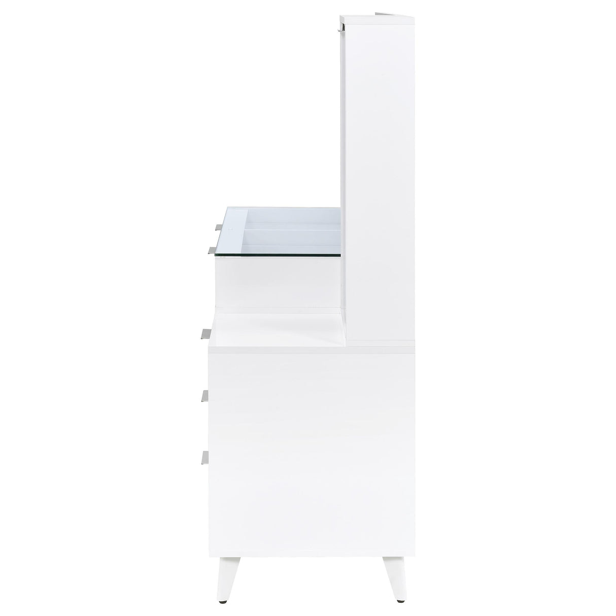 Souza White High Gloss 5-Drawer Makeup Vanity Table With LED Mirror from Coaster - Luna Furniture