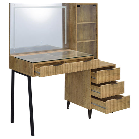 Souza Mango 5-Drawer Makeup Vanity Table With LED Mirror from Coaster - Luna Furniture