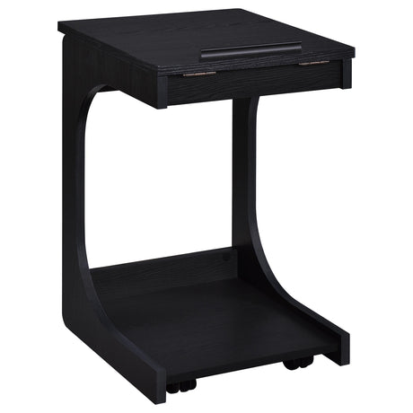 Ralston Black C-Shaped Lift-Top Sofa Side Table With Casters from Coaster - Luna Furniture