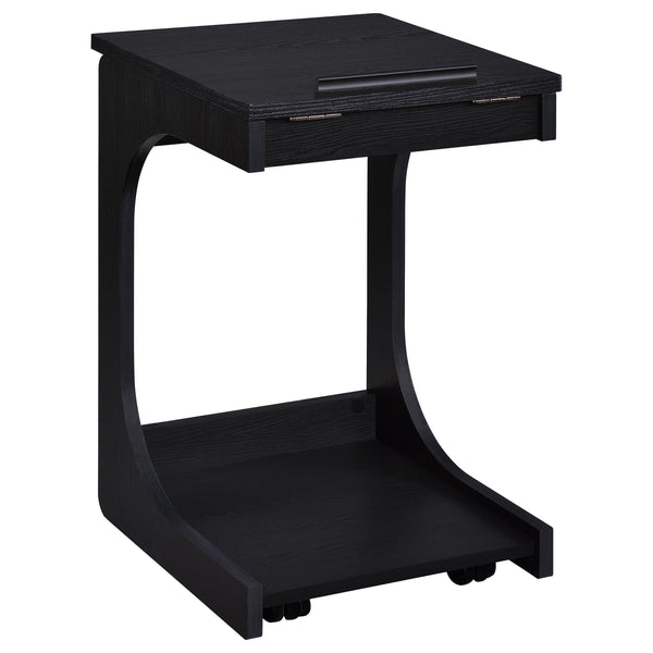Ralston Black C-Shaped Lift-Top Sofa Side Table With Casters